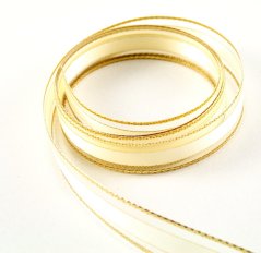Luxusní dekorační stuha- zlatá, smetanová - šíře 1,5 cm