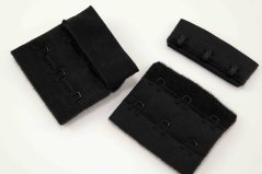 Našívací predlžovač obvodu podprsenky - 3 háčiky  – čierny - dĺžka 5 cm
