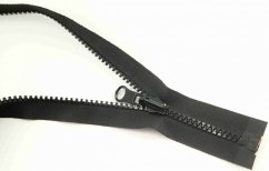 Stanové plastové kostěné zipy s překlopným jezdcem - černá - délka 100 cm - 250 cm