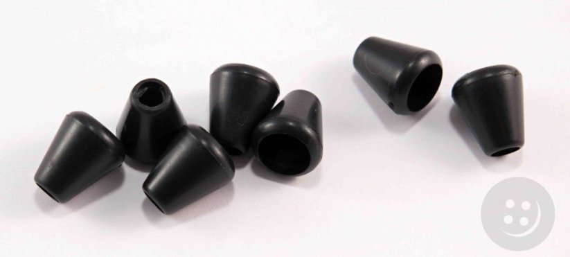 Plastic cord end - black - pulling hole diameter 0,5 cm