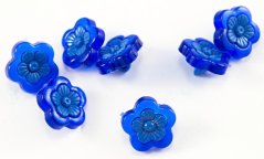 Knoflík ve tvaru květinky se spodním přišitím  - modrá - průměr 1,5 cm