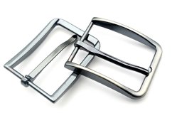 Metall-Gürtelschnalle mit Dorn, rechteckig – glänzendes dunkles Silber – Durchlass 3,5 cm