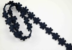 Vzdušná krajka kytička - tmavě modrá - šířka 1,3 cm