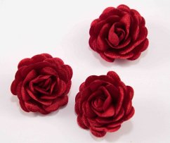Sew-on satin flower - red - diameter 3 cm