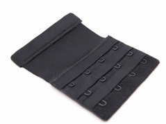 Vkládací podprsenkový prodlužovač obvodu - černá - délka 10,5 cm - rozteč háčků 1,8 cm