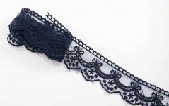 Besticke Spitzen aus Polyester - Dunkelblau - Breite 4,5 cm