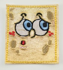 Bügelpatch - Spongebob nachdenklich - Größe 5,2 cm x 4,5 cm