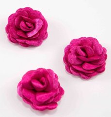 Sew-on satin flower - dark pink - diameter 3 cm