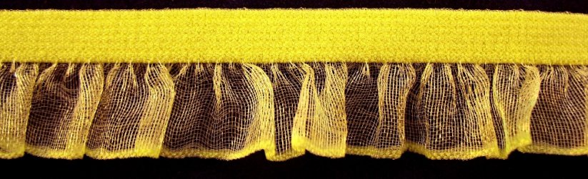 Elastischer Rüschenband - gelb - Breite 1,7 cm