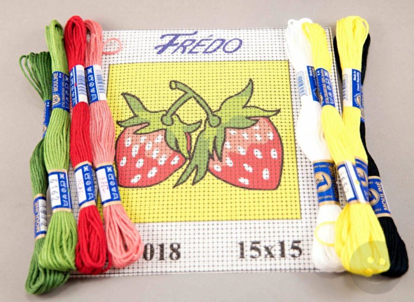 Kreuzstichvorlage für Kindern - Erdbeeren - 15 cm x 15 cm