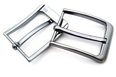 Metal belt buckle with prong – glossy dark silver – 3.5 cm pass-through