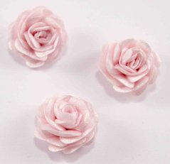 Satinblume zum Annähen - Hell-Pink - Durchmesser 3 cm