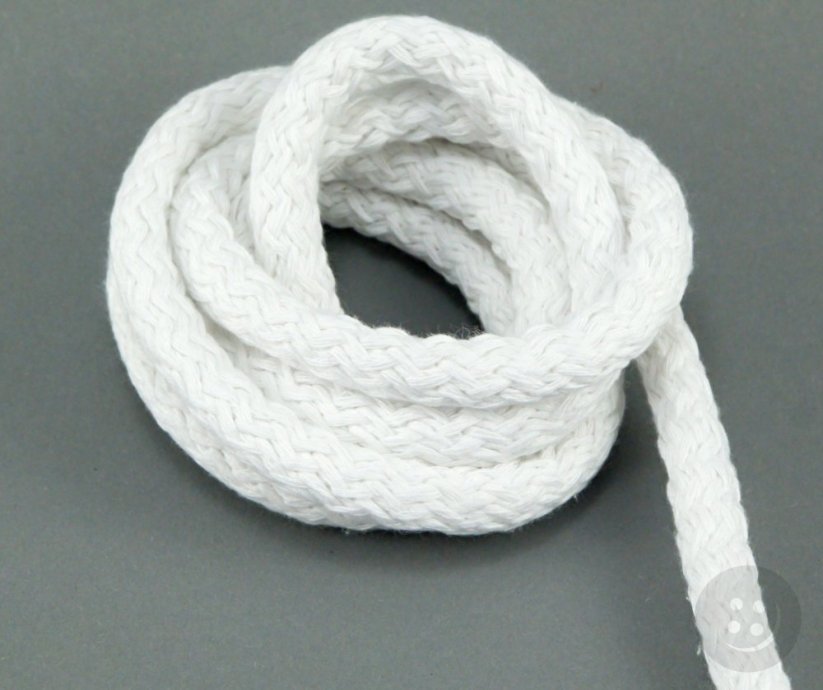 Bavlnená odevná šnúra - biela - priemer 0,9 cm
