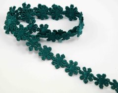 Vzdušná čipka kytička - tmavo zelená - šírka 1,3 cm