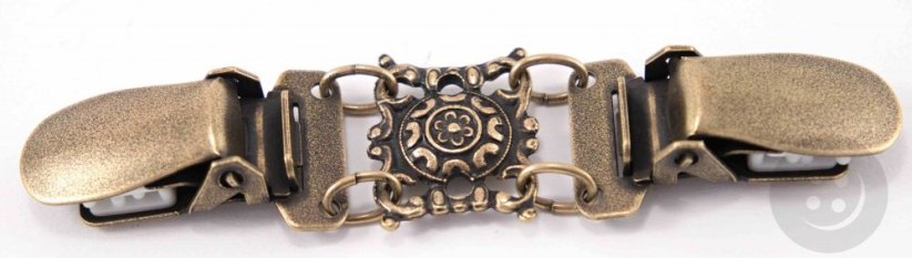 Cardigan clip with a chain with wrought center - antique brass  - dimensions 9 cm x 2 cm