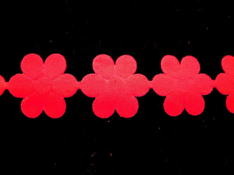 Vzdušná krajka kytička - červená - šířka 1,8 cm