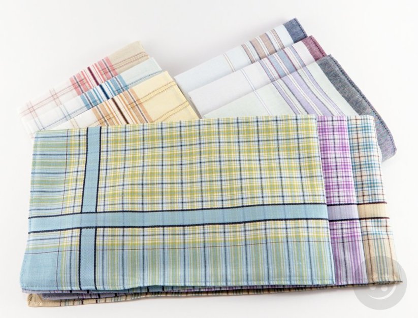 Set of men's handkerchiefs with a colored center made of combed cotton (extra fine) - 6 pcs