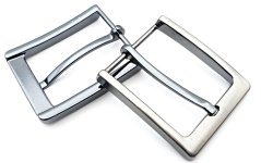 Kovová opasková spona s trnem hranatá – lesklé tmavé stříbro – průvlek 4 cm