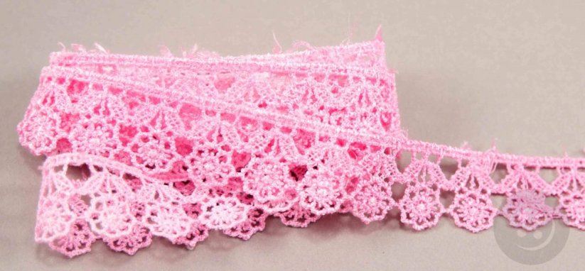 Guipure lace trim - pink - width 1,8 cm