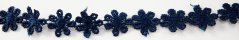 Vzdušná krajka kytička - tmavě modrá - šířka 1,3 cm