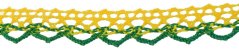 Cotton lace trim - green and yellow - width 1,6 cm