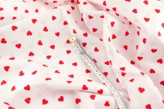 Cotton canvas - red hearts on a white background - width 160 cm