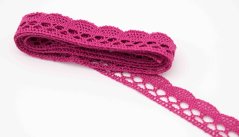 Cotton bobbin lace - fuchsia - width 1.5 cm