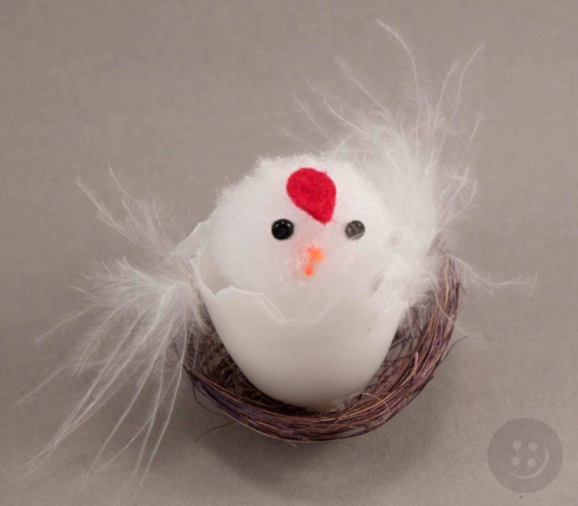 Easter hen in a nest with a shell - size 6 cm x 5 cm - white