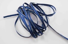 Ribbon with gold edge - gold, dark blue - width 0.3 cm