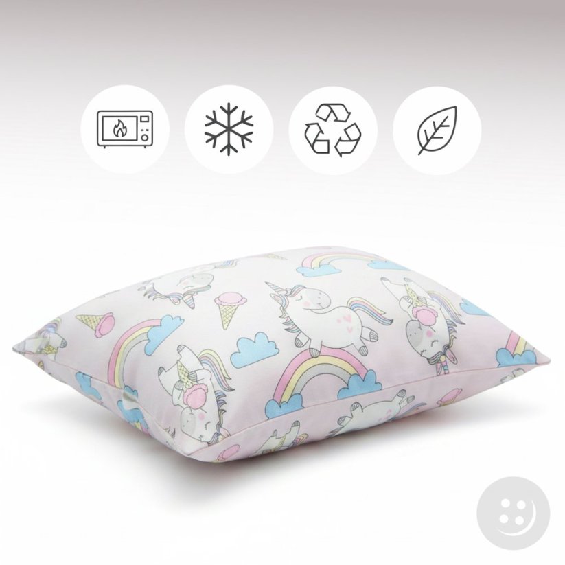 Polštářek plněný BIO pohankovými slupkami - Jednorožci - rozměr 35 cm x 28 cm