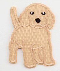 Nažehlovací záplata - béžový labrador - rozměr 7,5 cm x 5 cm