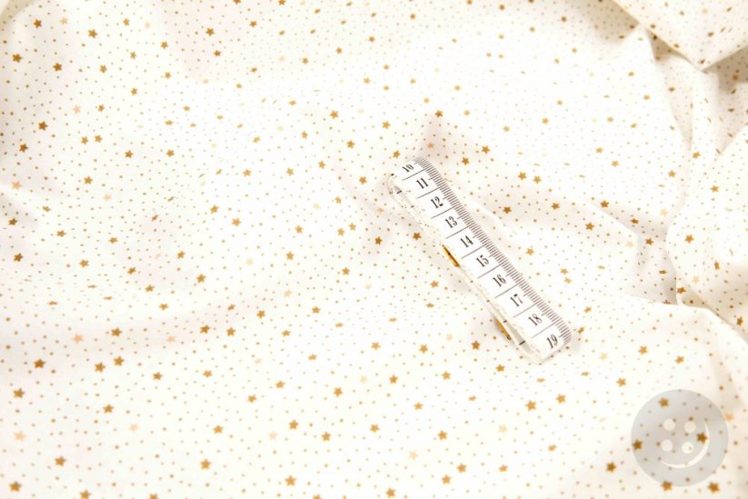 Baumwollstoff - Goldene Sterne auf weiß - Breite 160 cm