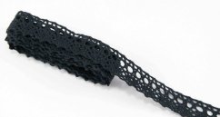 Cotton lace trim - black - width 1,8 cm