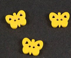 Knoflík ve tvaru motýlka - tmavě žlutá - rozměr 1 cm x  1,3 cm