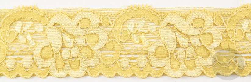 Elastic lace trim - gold - width 4 cm