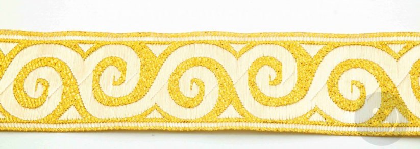 Embroidered velvet braid - gold - width 3.2 cm