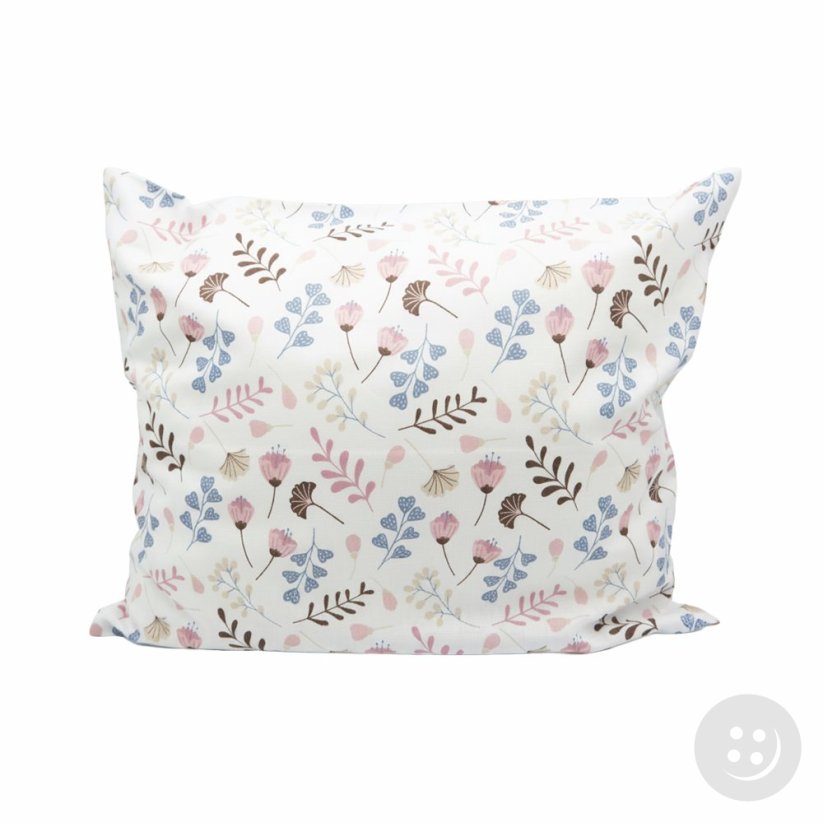 Pillow filled with ORGANIC buckwheat husks - small flowers - size 35 cm x 28 cm