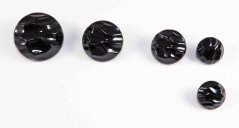 Button with folded pattern, shiny, with bottom stitching - black - diameter 1,5 cm