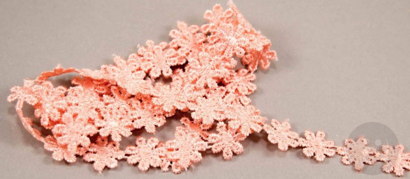 Guipure lace flower trim - salmon - width 1,3 cm
