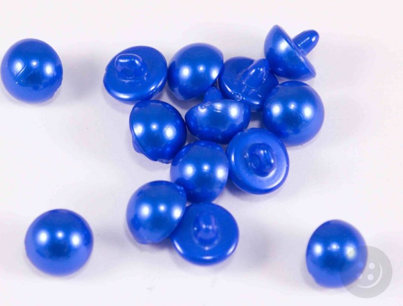 Pearl button with understitching - royal blue pearl - diameter 1.1 cm
