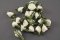 Našívacia saténova kytička - biela, khaki - rozmer 2 cm x 1,4 cm