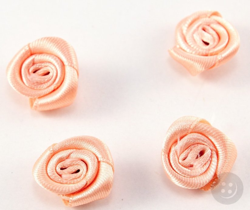 Sew-on satin flower - salmon - diameter 1.5 cm