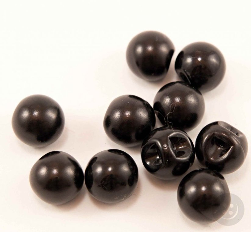 Bead-shaped button - black - diameter 1 cm