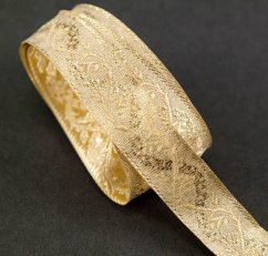 Zlatý prýmek s větvičkami a vlnkou - šíře 1,5 cm