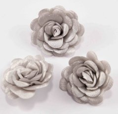Satinblume zum Annähen - hellgrau - Durchmesser 3 cm