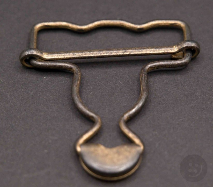 Metal silver buckle - old brass - hole 4 cm