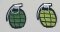 Iron-on patch - green hand grenade - more color variants - dimensions 6,5 cm x 3,5 cm