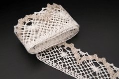 Bavlnená paličkovaná čipka - smetanovo béžová - šírka 3,8 cm