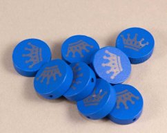 Wooden pacifier bead with crown - royal blue - size 2 cm x 0.6 cm