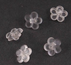 Children's button - cream flower - transparent - diameter 1.3 cm